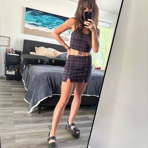 Plaid Mini Skirt Set